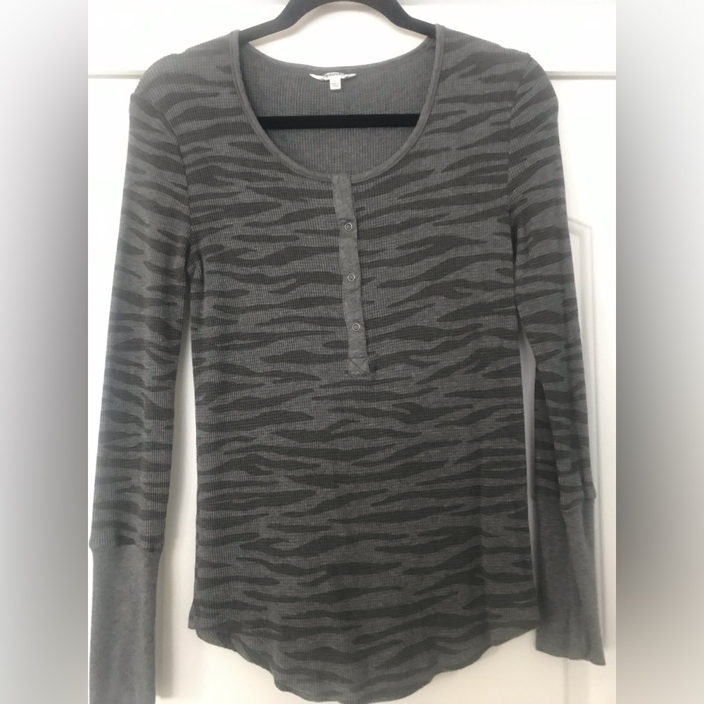 Splendid Zebra Print Thermal Henley